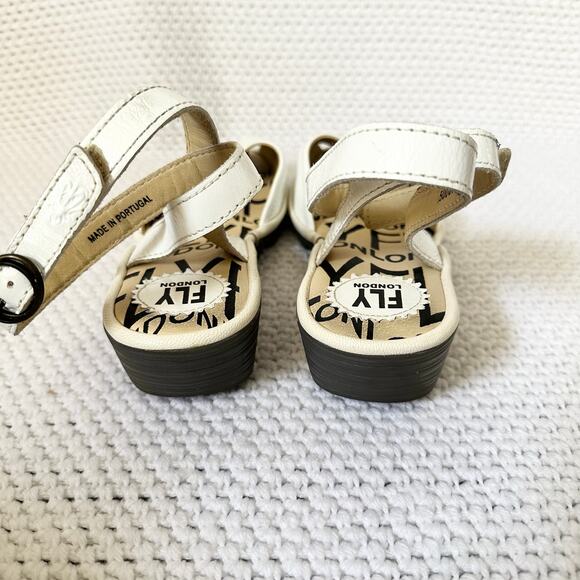 Fly London White Patent Upper Popa Wrap Ankle Peep Toe Low Wedge Sandals 41 - Picture 7 of 9